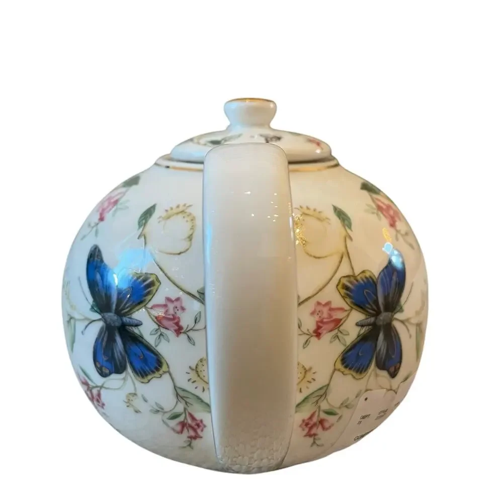 Grace Teaware Porcelain Teapot Elegant Multicolor Floral Butterflies & Bees NEW